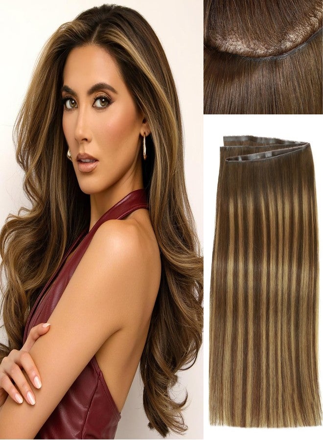 WIGER Invisible Edge Genius Butterfly Hair Extensions Real Human Hair Double Weft Hand-Tied Remy Human Hair Extensions With Dark Roots Injected Highlighted Blonde Micro Bead PU Skin Weft for Women - Image 1